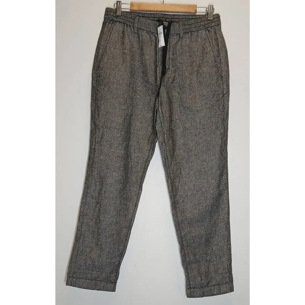 Banana republic womens 30/30 linen cotton pants gray draw string casual